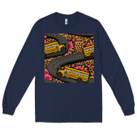 Navy flower leopard school bus seamless pattern Long Sleeve Tee - BundleAndBundleShop