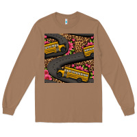 Toasted Coconut flower leopard school bus seamless pattern Long Sleeve Tee - BundleAndBundleShop