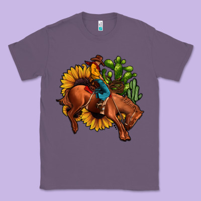 Rodeo Cowboy Sunflower Cactus Classic Tee Designed By Jahusdesignshop