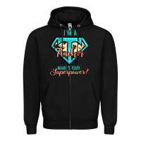 Black i'm a teacher what's your superpower cowhide Zipper Hoodie - Jasminsmagicworld