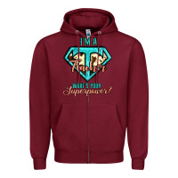 Burgundy i'm a teacher what's your superpower cowhide Zipper Hoodie - Jasminsmagicworld