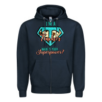 Navy i'm a teacher what's your superpower cowhide Zipper Hoodie - Jasminsmagicworld