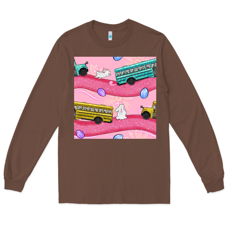Easter School Bus Seamless Pattern Long Sleeve Tee by BundleAndBundleShop | Teevron