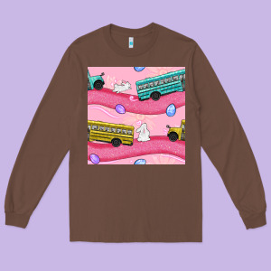Easter School Bus Seamless Pattern Long Sleeve Tee Designed By Bundleandbundleshop