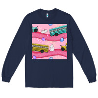 Navy easter school bus seamless pattern Long Sleeve Tee - BundleAndBundleShop