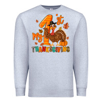 Heather Grey my first thanksgiving Premium Sweatshirt - MaliasSmallBusiness