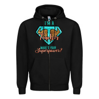 Black i'm a teacher what's your superpower leopard Zipper Hoodie - Jasminsmagicworld