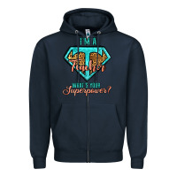 Navy i'm a teacher what's your superpower leopard Zipper Hoodie - Jasminsmagicworld