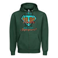 Sports Green i'm a teacher what's your superpower leopard Zipper Hoodie - Jasminsmagicworld