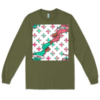Army Green Nurse Gloves Seamless Pattern Long Sleeve Tee - BundleAndBundleShop