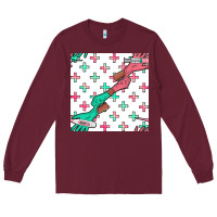 Burgundy Nurse Gloves Seamless Pattern Long Sleeve Tee - BundleAndBundleShop