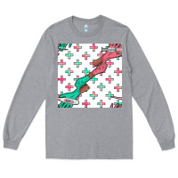 Heather Grey Nurse Gloves Seamless Pattern Long Sleeve Tee - BundleAndBundleShop