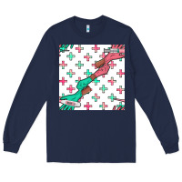 Navy Nurse Gloves Seamless Pattern Long Sleeve Tee - BundleAndBundleShop