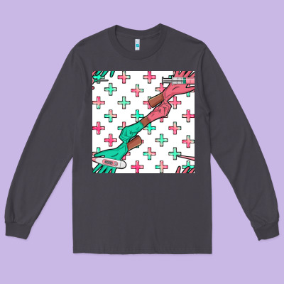 Nurse Gloves Seamless Pattern Long Sleeve Tee Designed By Bundleandbundleshop