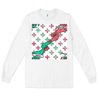 White Nurse Gloves Seamless Pattern Long Sleeve Tee - BundleAndBundleShop
