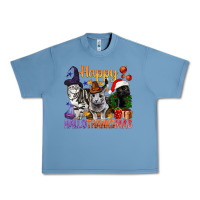Pebble Blue Happy Hallothanksmas Cats Urban Heavy Tee - BundleAndBundleShop