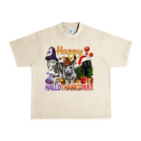 Sandshell Happy Hallothanksmas Cats Urban Heavy Tee - BundleAndBundleShop