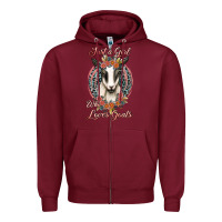 Burgundy just a girl who loves goats Zipper Hoodie - Jasminsmagicworld