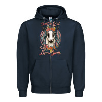 Navy just a girl who loves goats Zipper Hoodie - Jasminsmagicworld