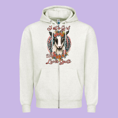 Just A Girl Who Loves Goats Zipper Hoodie Designed By Jasminsmagicworld
