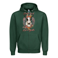 Sports Green just a girl who loves goats Zipper Hoodie - Jasminsmagicworld