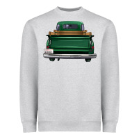 Heather Grey western green truck back view Heavyweight Sweatshirt - FaDigitalArtStudio