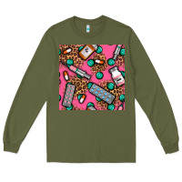Army Green Medicines And Pills Seamless Pattern Long Sleeve Tee - BundleAndBundleShop