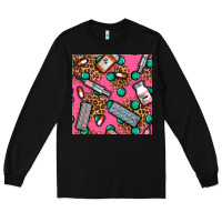 Black Medicines And Pills Seamless Pattern Long Sleeve Tee - BundleAndBundleShop