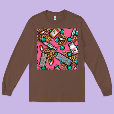Medicines And Pills Seamless Pattern Long Sleeve Tee Designed By Bundleandbundleshop