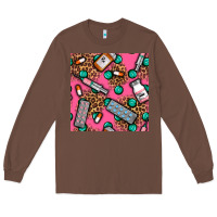 Chestnut Medicines And Pills Seamless Pattern Long Sleeve Tee - BundleAndBundleShop