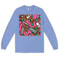 Colony Blue Medicines And Pills Seamless Pattern Long Sleeve Tee - BundleAndBundleShop