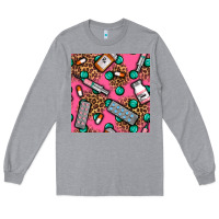 Heather Grey Medicines And Pills Seamless Pattern Long Sleeve Tee - BundleAndBundleShop