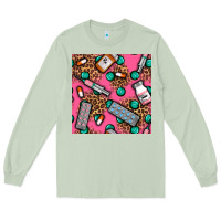 Matcha Medicines And Pills Seamless Pattern Long Sleeve Tee - BundleAndBundleShop