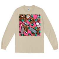 Mushroom Medicines And Pills Seamless Pattern Long Sleeve Tee - BundleAndBundleShop