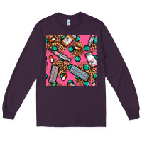 Plum Medicines And Pills Seamless Pattern Long Sleeve Tee - BundleAndBundleShop