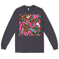 Smoke Medicines And Pills Seamless Pattern Long Sleeve Tee - BundleAndBundleShop