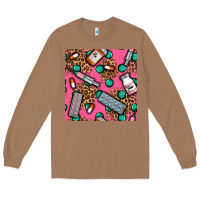 Toasted Coconut Medicines And Pills Seamless Pattern Long Sleeve Tee - BundleAndBundleShop