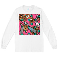 White Medicines And Pills Seamless Pattern Long Sleeve Tee - BundleAndBundleShop