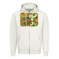 Oatmeal Heather mama cita needs a margarita Zipper Hoodie - Jasminsmagicworld