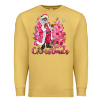 Antique Gold Pink Merry Christmas Black Santa Premium Sweatshirt - MaliasSmallBusiness