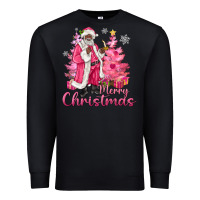 Black Pink Merry Christmas Black Santa Premium Sweatshirt - MaliasSmallBusiness