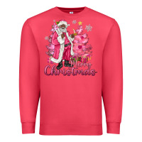 Cardinal Pink Merry Christmas Black Santa Premium Sweatshirt - MaliasSmallBusiness
