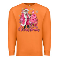 Pink Merry Christmas Black Santa Premium Sweatshirt | Teevron