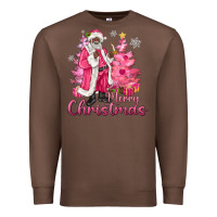 Chestnut Pink Merry Christmas Black Santa Premium Sweatshirt - MaliasSmallBusiness