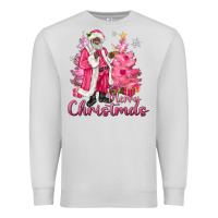 Dove Grey Pink Merry Christmas Black Santa Premium Sweatshirt - MaliasSmallBusiness