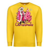 Lemon Pink Merry Christmas Black Santa Premium Sweatshirt - MaliasSmallBusiness