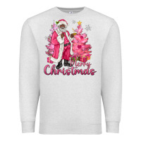 Oatmeal Heather Pink Merry Christmas Black Santa Premium Sweatshirt - MaliasSmallBusiness