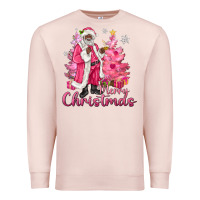 Pale Pink Pink Merry Christmas Black Santa Premium Sweatshirt - MaliasSmallBusiness