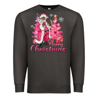 Smoke Pink Merry Christmas Black Santa Premium Sweatshirt - MaliasSmallBusiness