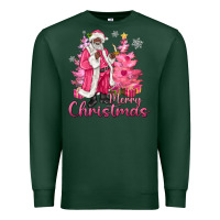 Sports Green Pink Merry Christmas Black Santa Premium Sweatshirt - MaliasSmallBusiness